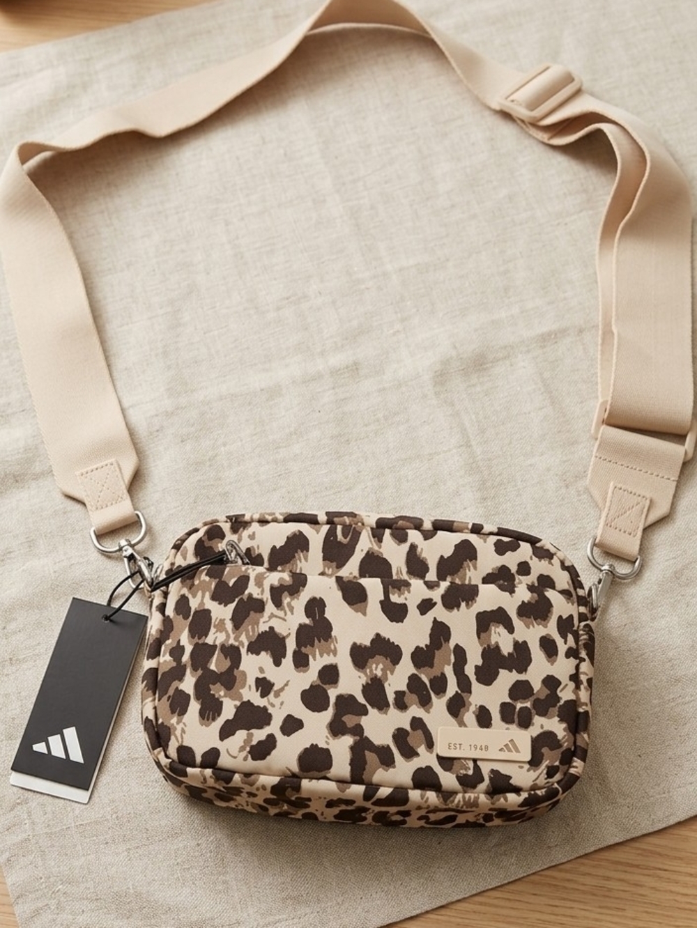 adidas Leopard Print Crossbody Bag - Beige/Brown